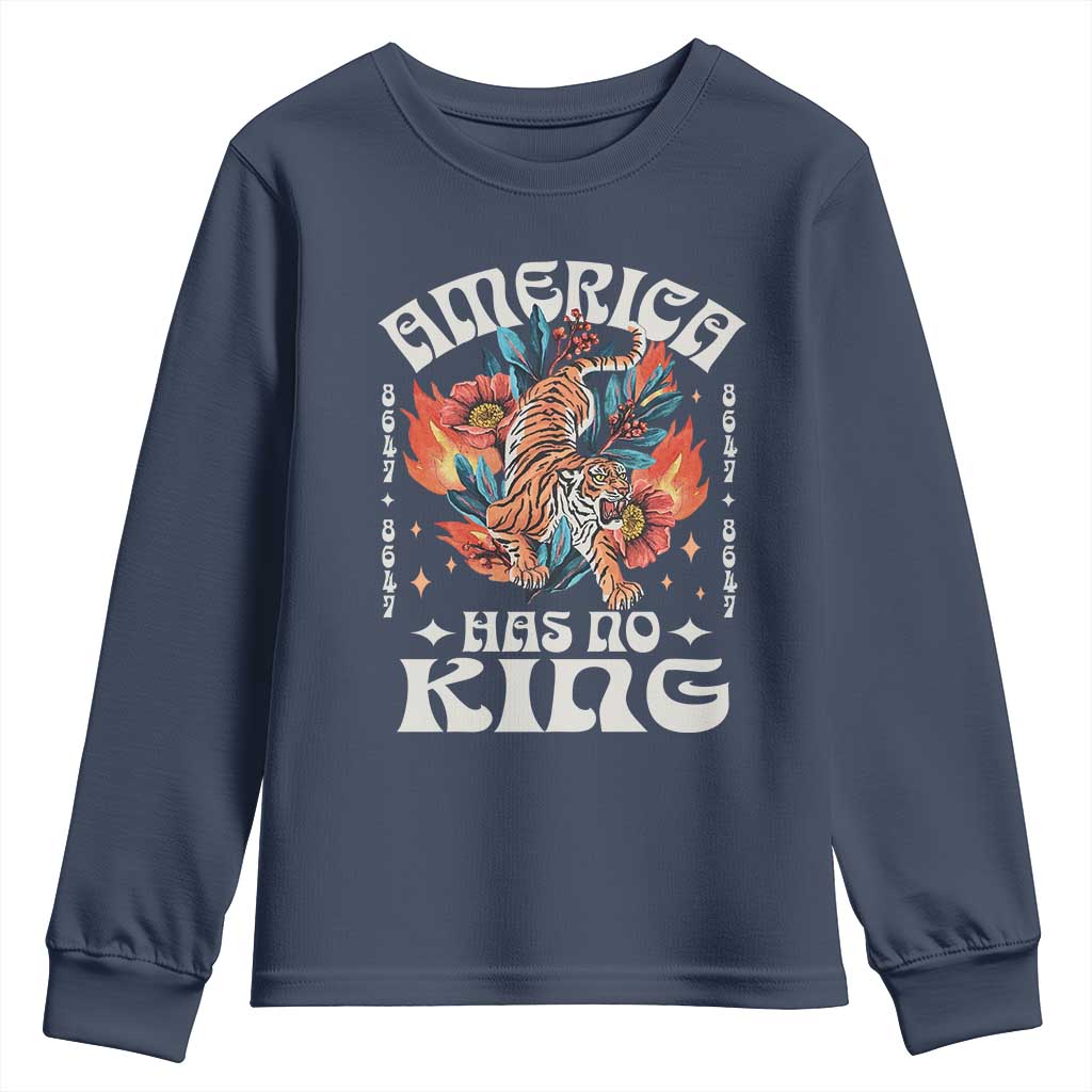 Funny America Has No King 8647 Youth Sweatshirt Vintage Boho Orange Tiger