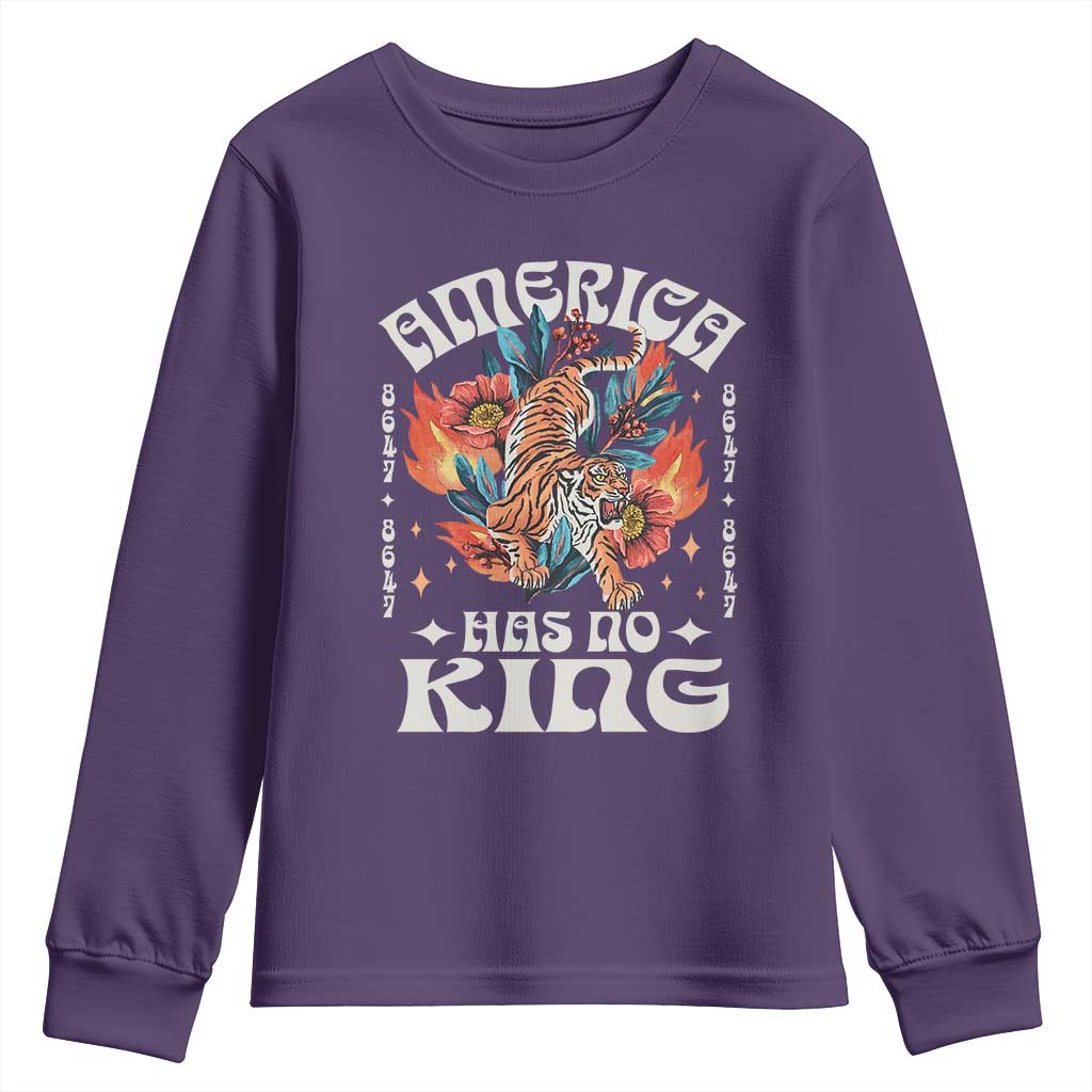 Funny America Has No King 8647 Youth Sweatshirt Vintage Boho Orange Tiger