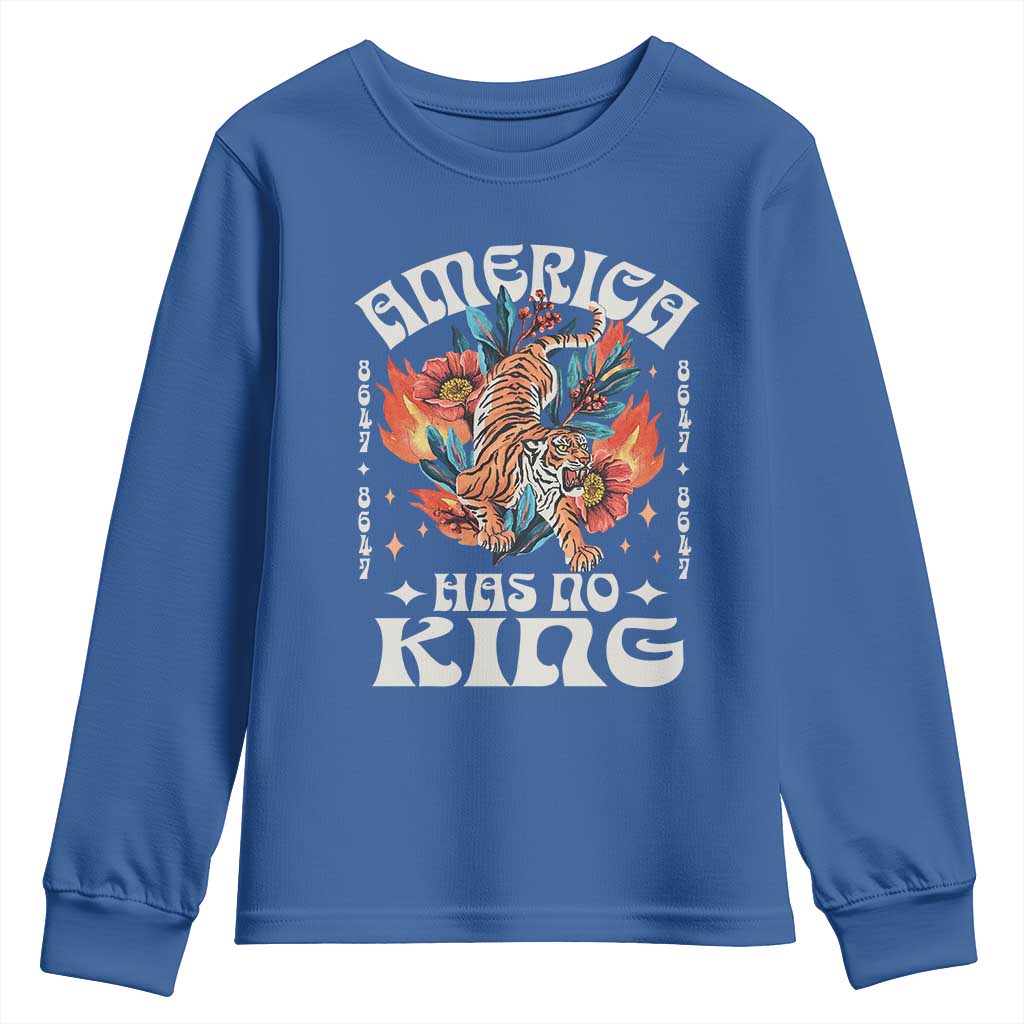 Funny America Has No King 8647 Youth Sweatshirt Vintage Boho Orange Tiger