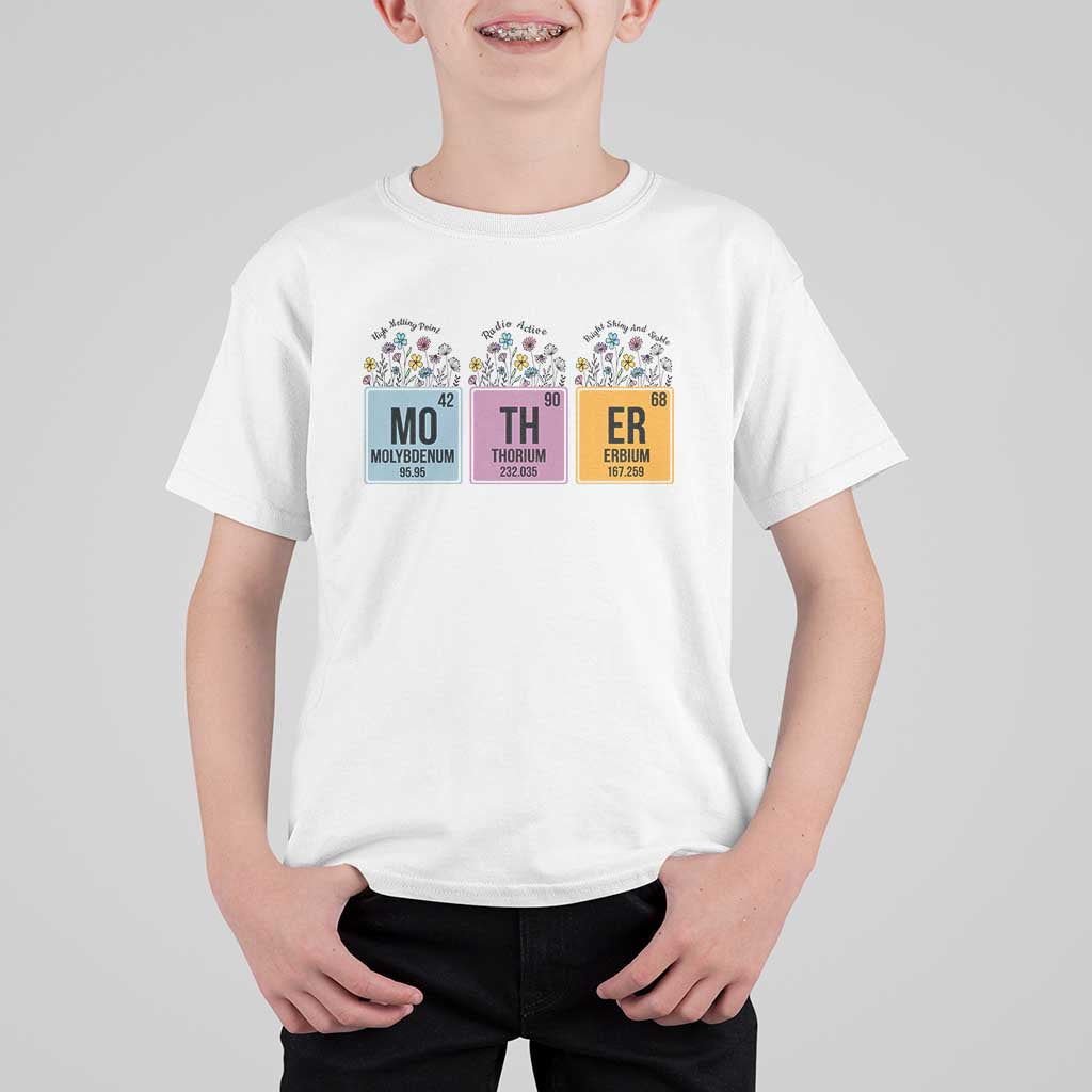 Funny Chemist Mom T Shirt For Kid Mother Flowers Periodic Table