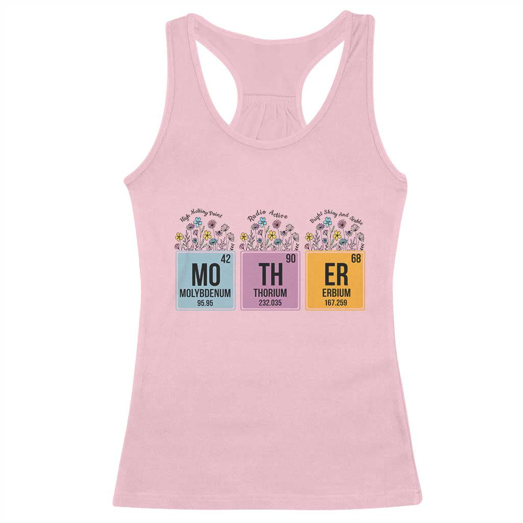 Funny Chemist Mom Racerback Tank Top Mother Flowers Periodic Table