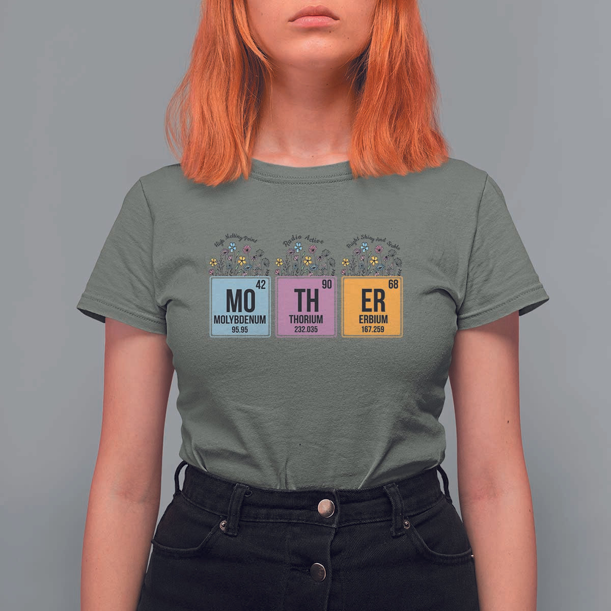 Funny Chemist Mom T Shirt For Women Mother Flowers Periodic Table