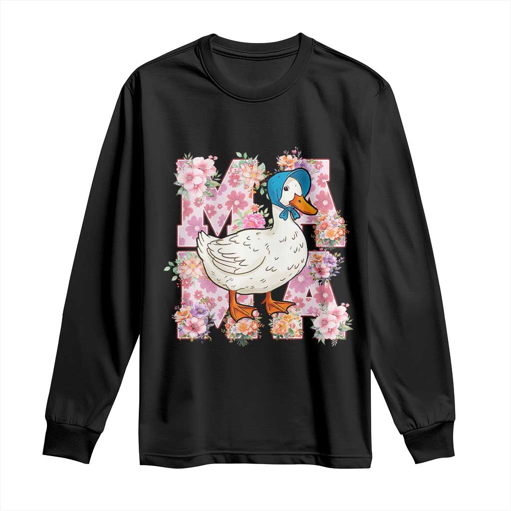 Funny Silly Mama Goose Long Sleeve Shirt Boho Flower Mother's Day
