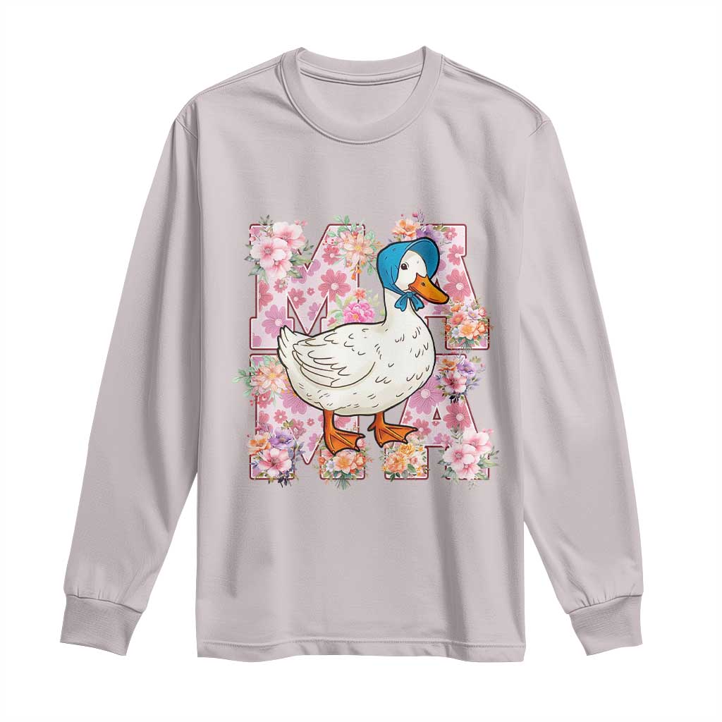 Funny Silly Mama Goose Long Sleeve Shirt Boho Flower Mother's Day