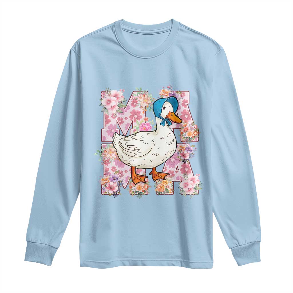 Funny Silly Mama Goose Long Sleeve Shirt Boho Flower Mother's Day