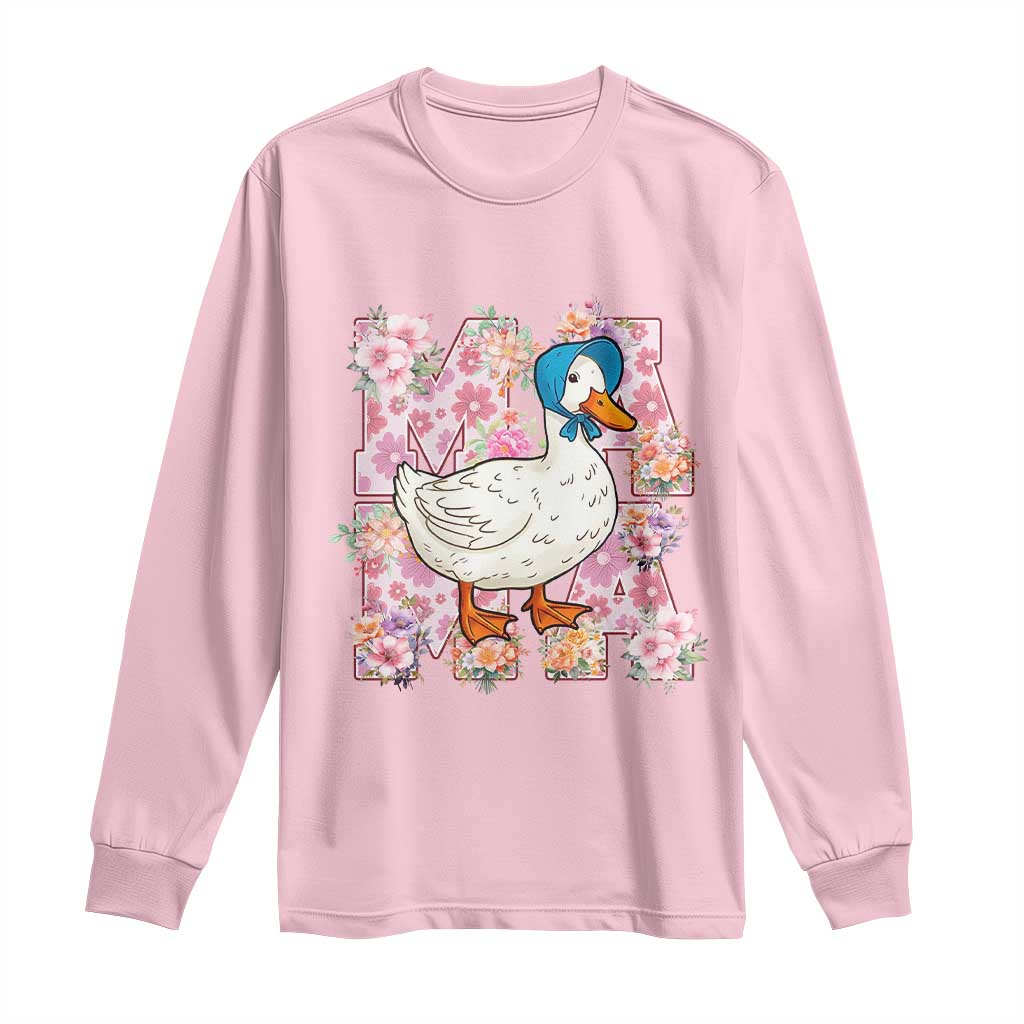 Funny Silly Mama Goose Long Sleeve Shirt Boho Flower Mother's Day