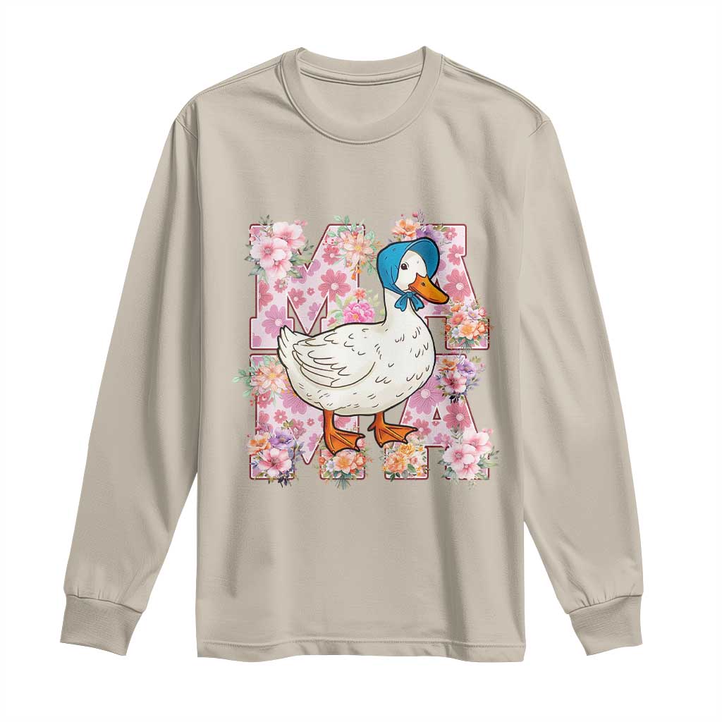Funny Silly Mama Goose Long Sleeve Shirt Boho Flower Mother's Day