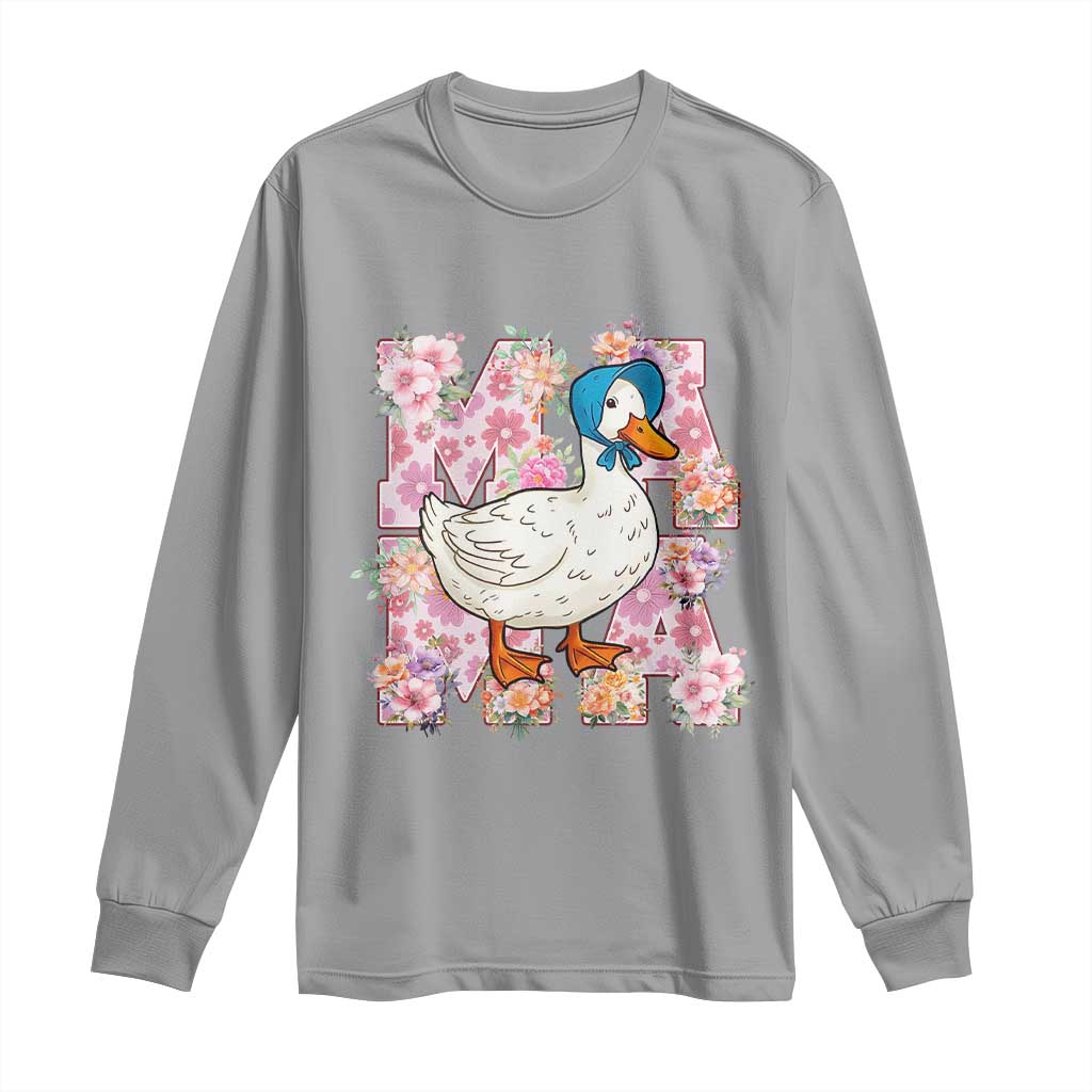 Funny Silly Mama Goose Long Sleeve Shirt Boho Flower Mother's Day