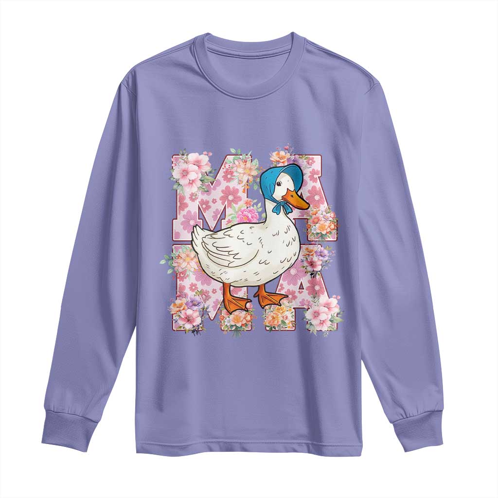 Funny Silly Mama Goose Long Sleeve Shirt Boho Flower Mother's Day
