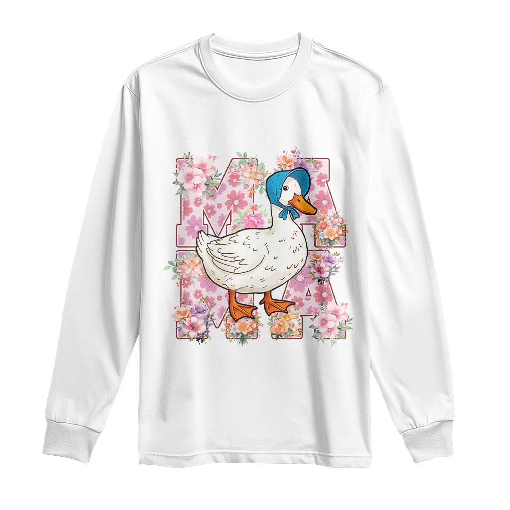 Funny Silly Mama Goose Long Sleeve Shirt Boho Flower Mother's Day