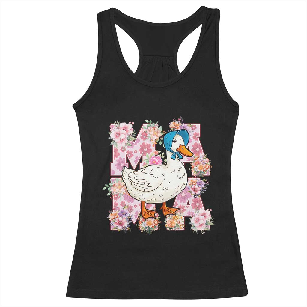 Funny Silly Mama Goose Racerback Tank Top Boho Flower Mother's Day