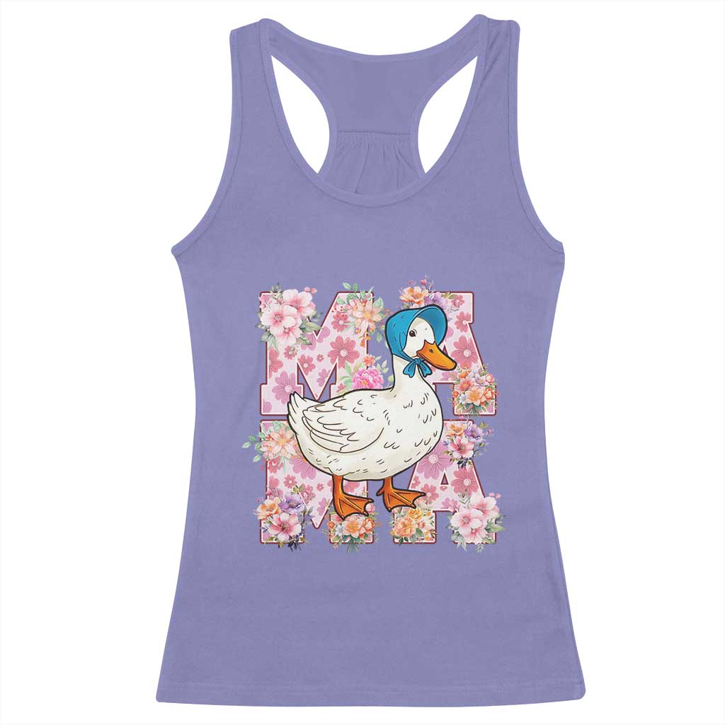 Funny Silly Mama Goose Racerback Tank Top Boho Flower Mother's Day