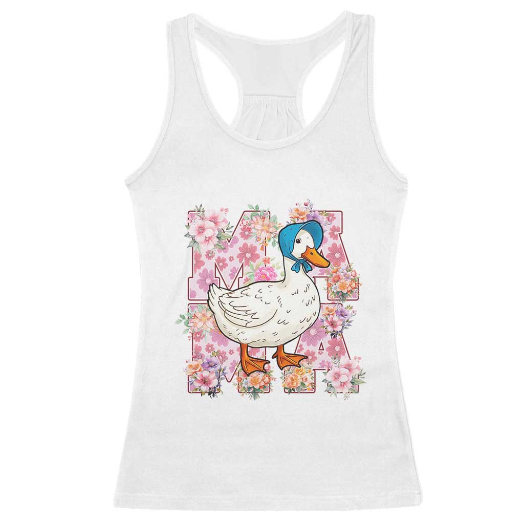 Funny Silly Mama Goose Racerback Tank Top Boho Flower Mother's Day