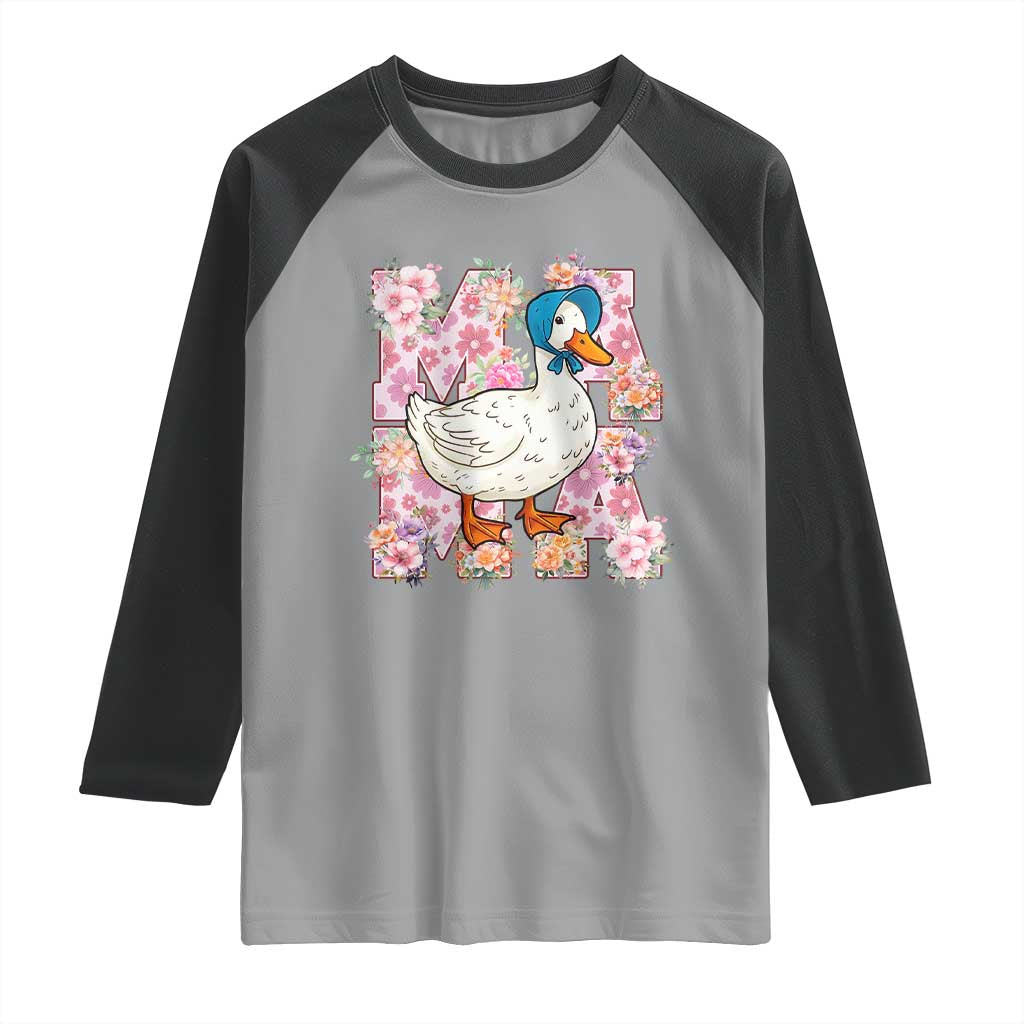 Funny Silly Mama Goose Raglan Shirt Boho Flower Mother's Day