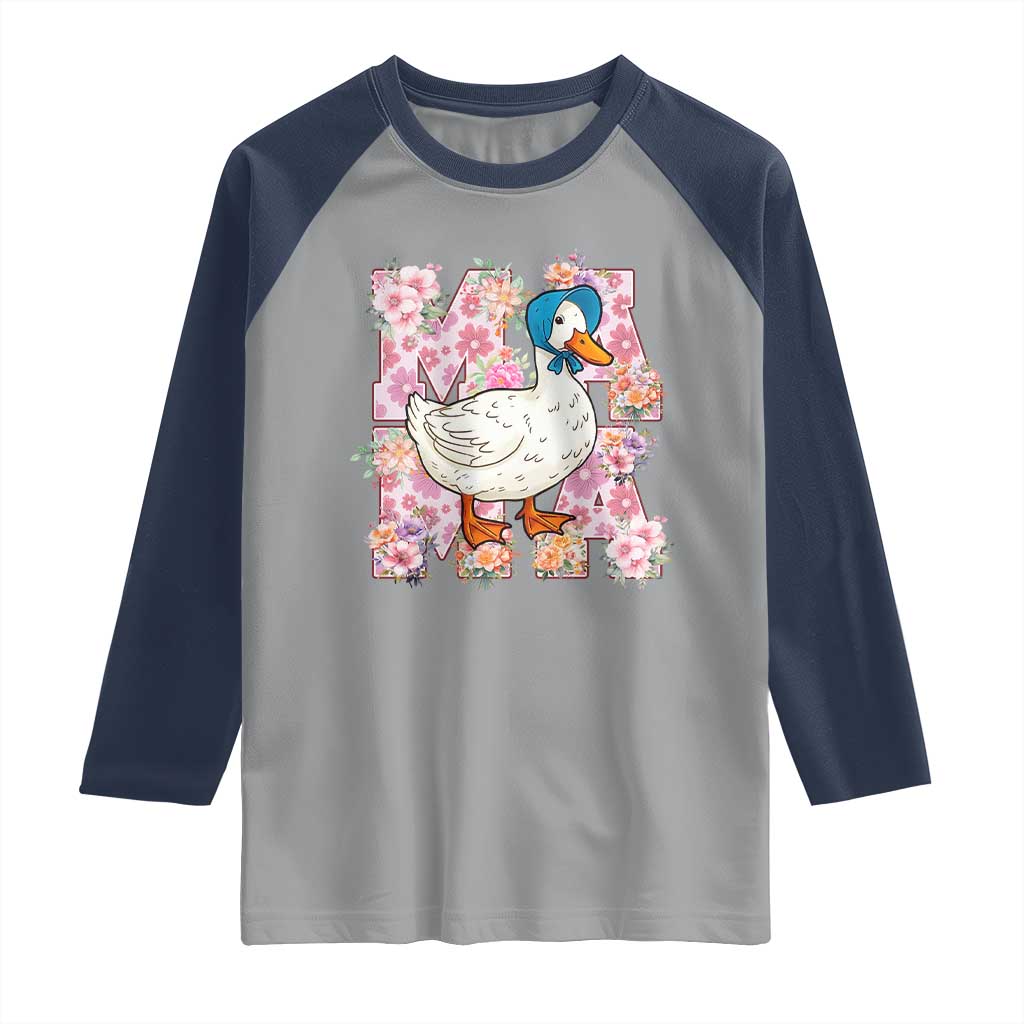 Funny Silly Mama Goose Raglan Shirt Boho Flower Mother's Day