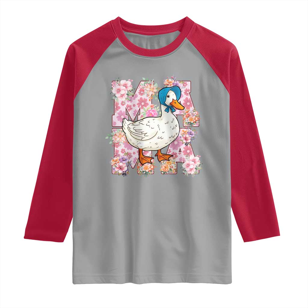 Funny Silly Mama Goose Raglan Shirt Boho Flower Mother's Day