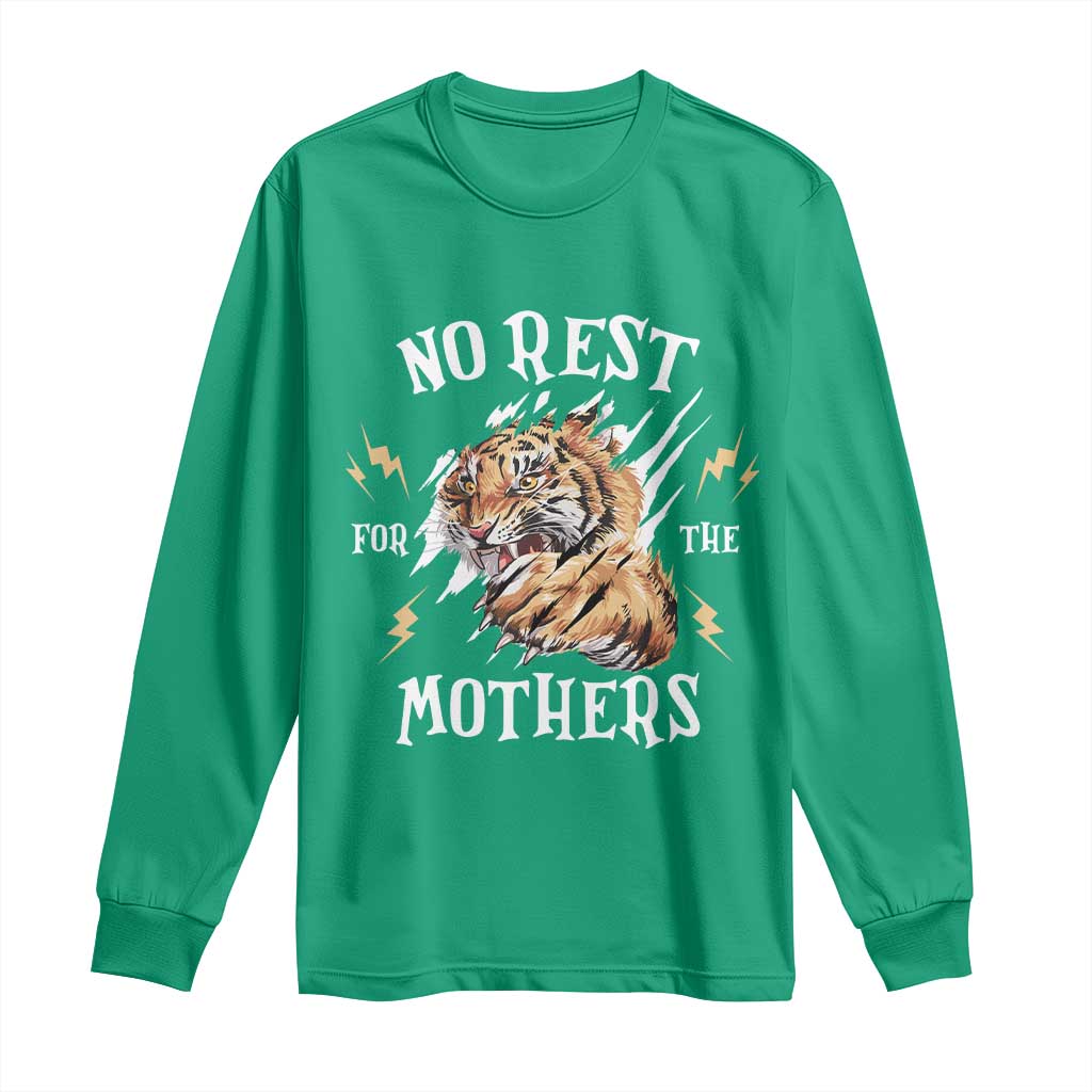 Funny No Rest For The Mothers Long Sleeve Shirt Mama Tiger Mother's Day
