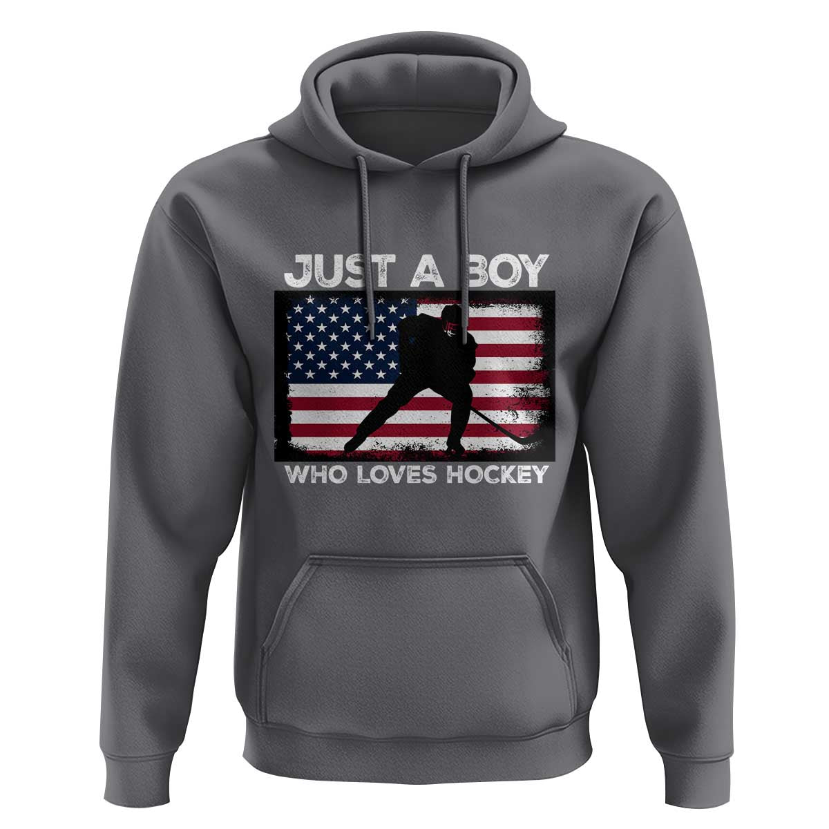 Ice Hockey Lover Hoodie Just A Boy Who Loves Hockey USA Flag - Wonder Print Shop
