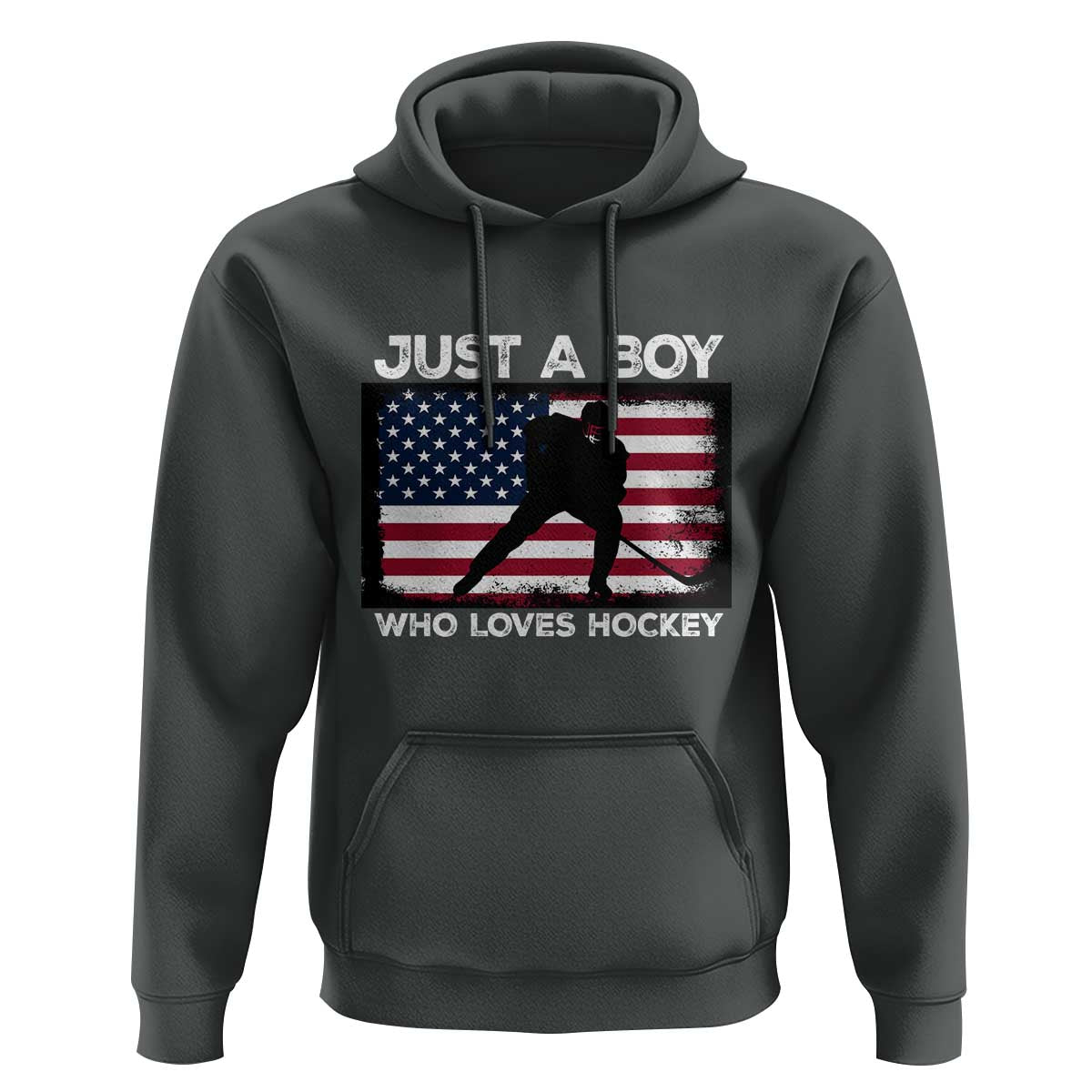 Ice Hockey Lover Hoodie Just A Boy Who Loves Hockey USA Flag - Wonder Print Shop