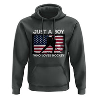 Ice Hockey Lover Hoodie Just A Boy Who Loves Hockey USA Flag - Wonder Print Shop