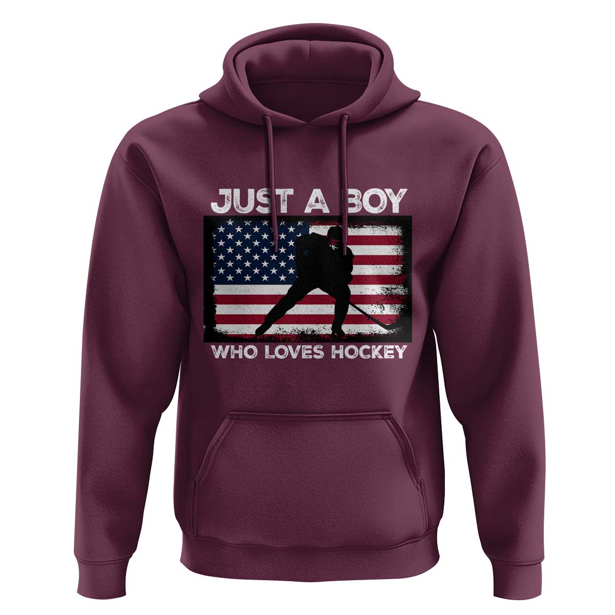 Ice Hockey Lover Hoodie Just A Boy Who Loves Hockey USA Flag - Wonder Print Shop