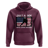 Ice Hockey Lover Hoodie Just A Boy Who Loves Hockey USA Flag - Wonder Print Shop