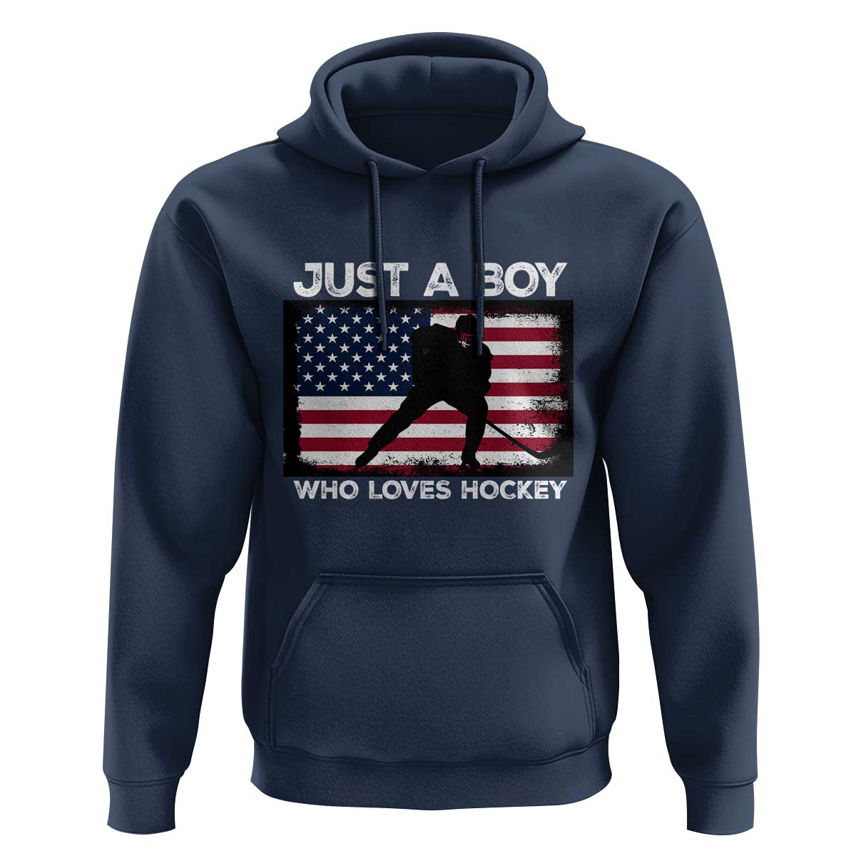 Ice Hockey Lover Hoodie Just A Boy Who Loves Hockey USA Flag - Wonder Print Shop