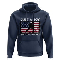Ice Hockey Lover Hoodie Just A Boy Who Loves Hockey USA Flag - Wonder Print Shop
