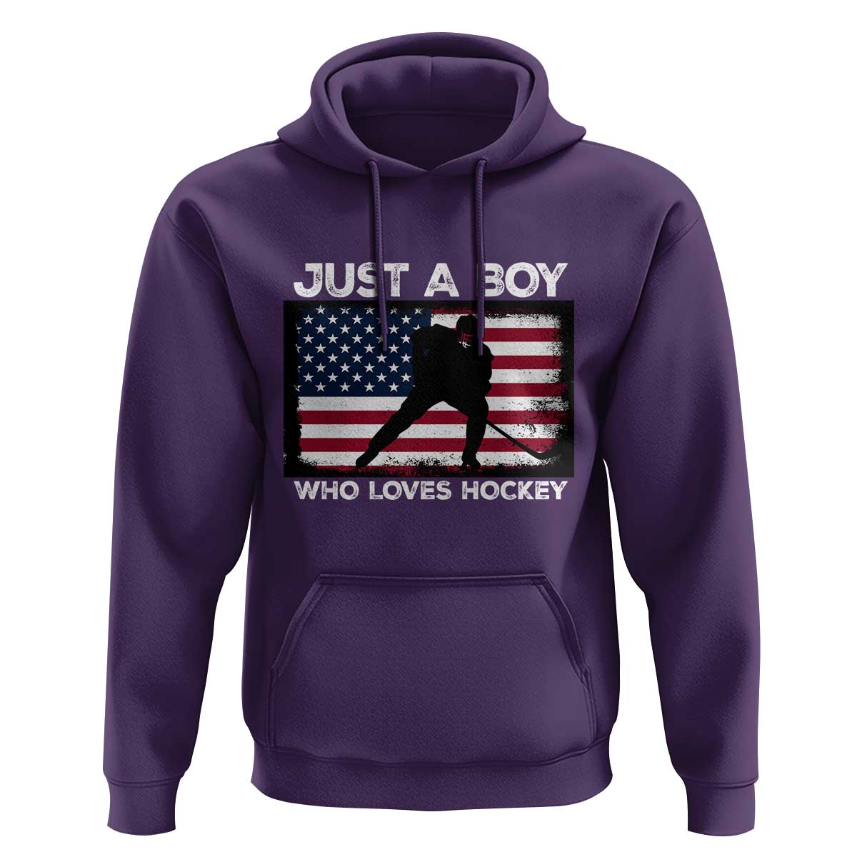 Ice Hockey Lover Hoodie Just A Boy Who Loves Hockey USA Flag - Wonder Print Shop