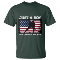 Ice Hockey Lover T Shirt Just A Boy Who Loves Hockey USA Flag - Wonder Print Shop