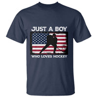 Ice Hockey Lover T Shirt Just A Boy Who Loves Hockey USA Flag - Wonder Print Shop