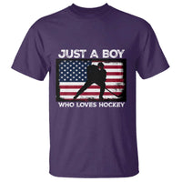 Ice Hockey Lover T Shirt Just A Boy Who Loves Hockey USA Flag - Wonder Print Shop