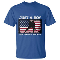 Ice Hockey Lover T Shirt Just A Boy Who Loves Hockey USA Flag - Wonder Print Shop