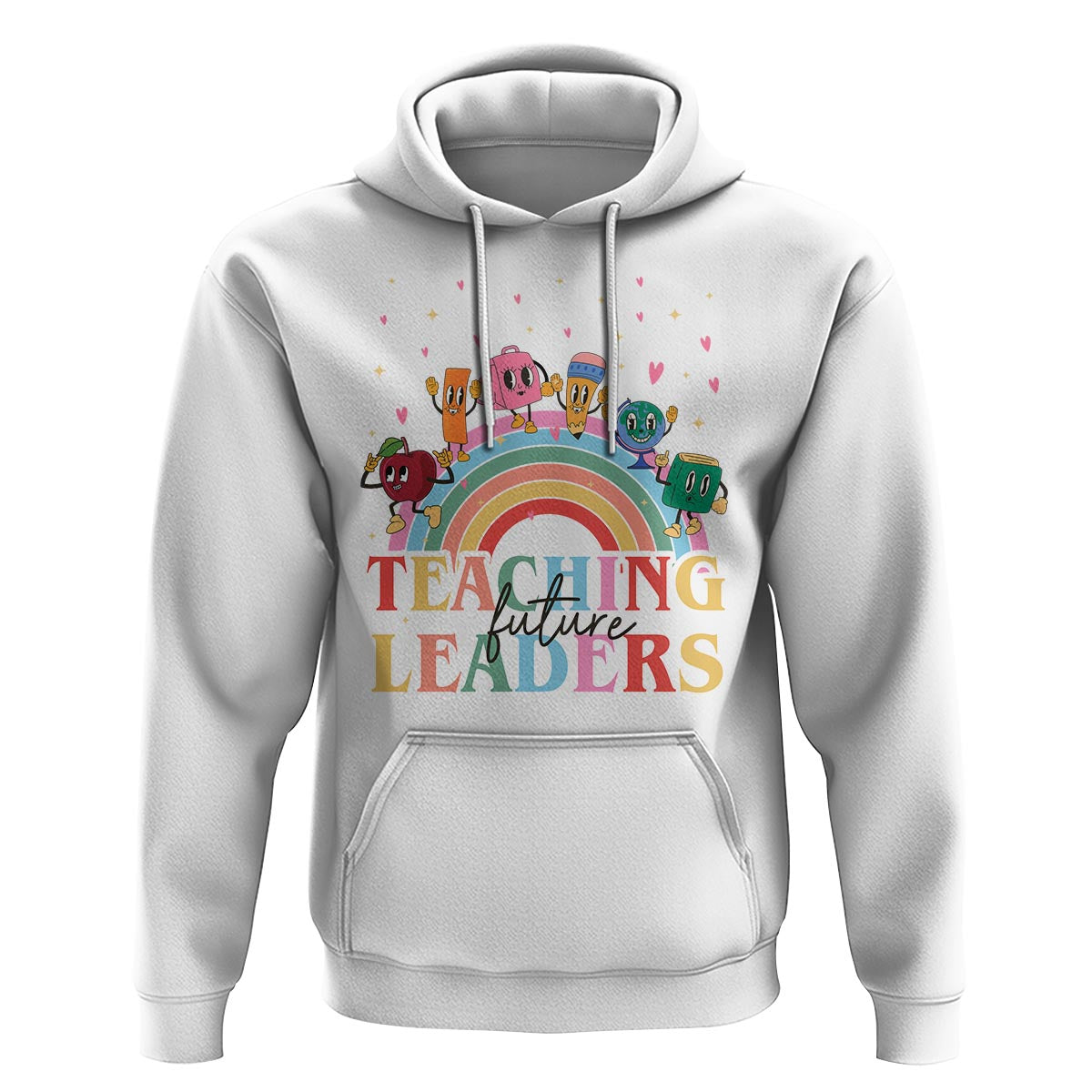 Teacher Hoodie Teaching Future Leaders Retro Groovy Education Back To School - Wonder Print Shop