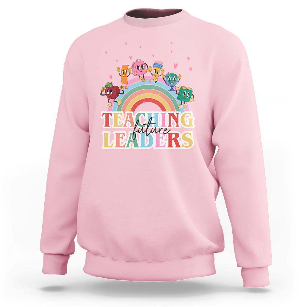 Teacher Sweatshirt Teaching Future Leaders Retro Groovy Education Back To School - Wonder Print Shop