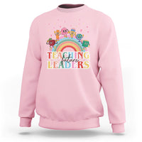 Teacher Sweatshirt Teaching Future Leaders Retro Groovy Education Back To School - Wonder Print Shop
