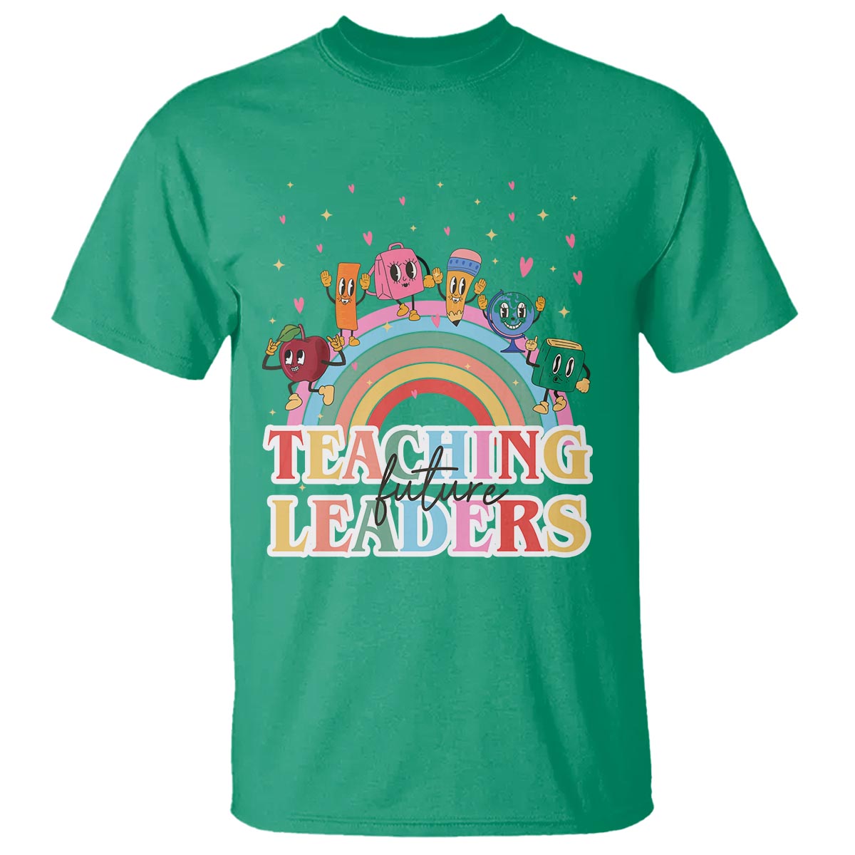 Teacher T Shirt Teaching Future Leaders Retro Groovy Education Back To School - Wonder Print Shop