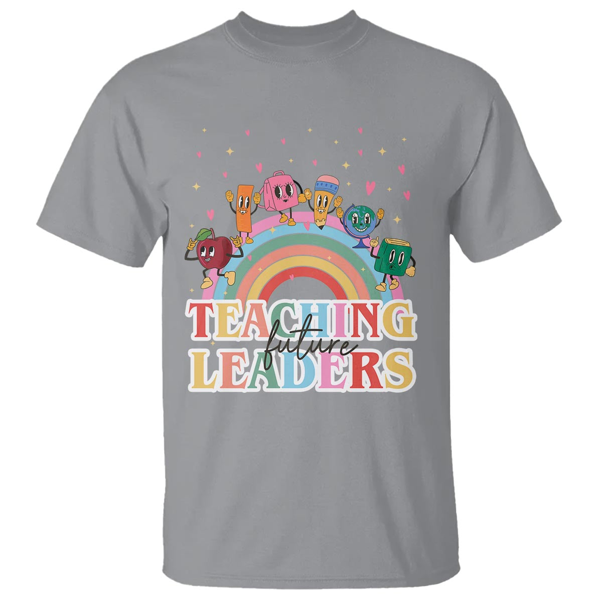 Teacher T Shirt Teaching Future Leaders Retro Groovy Education Back To School - Wonder Print Shop