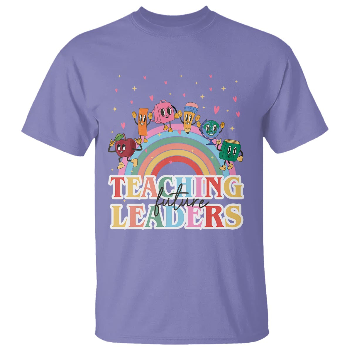 Teacher T Shirt Teaching Future Leaders Retro Groovy Education Back To School - Wonder Print Shop