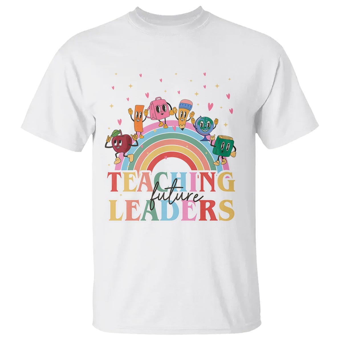 Teacher T Shirt Teaching Future Leaders Retro Groovy Education Back To School - Wonder Print Shop