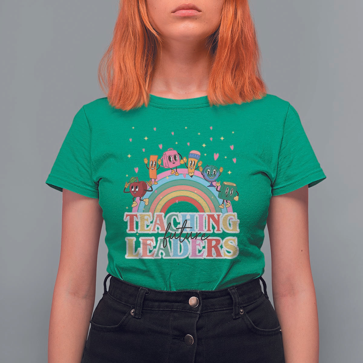 Teacher T Shirt For Women Teaching Future Leaders Retro Groovy Education Back To School - Wonder Print Shop