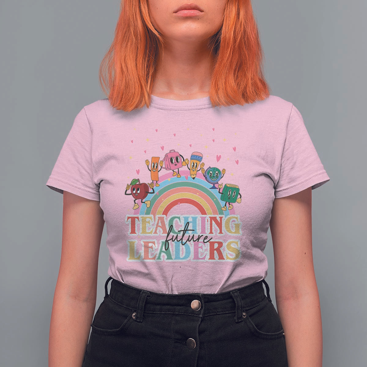 Teacher T Shirt For Women Teaching Future Leaders Retro Groovy Education Back To School - Wonder Print Shop