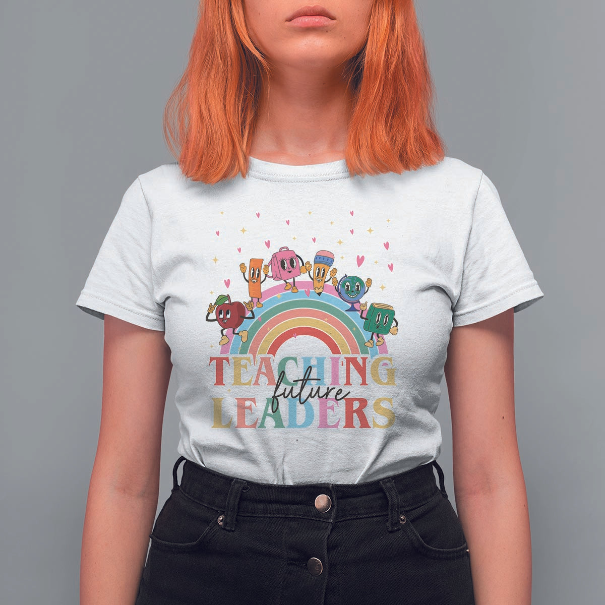 Teacher T Shirt For Women Teaching Future Leaders Retro Groovy Education Back To School - Wonder Print Shop