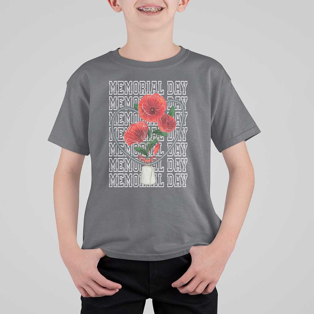 Decoration Day T Shirt For Kid Memorial Day Red Poppy Flower - Wonder Print Shop