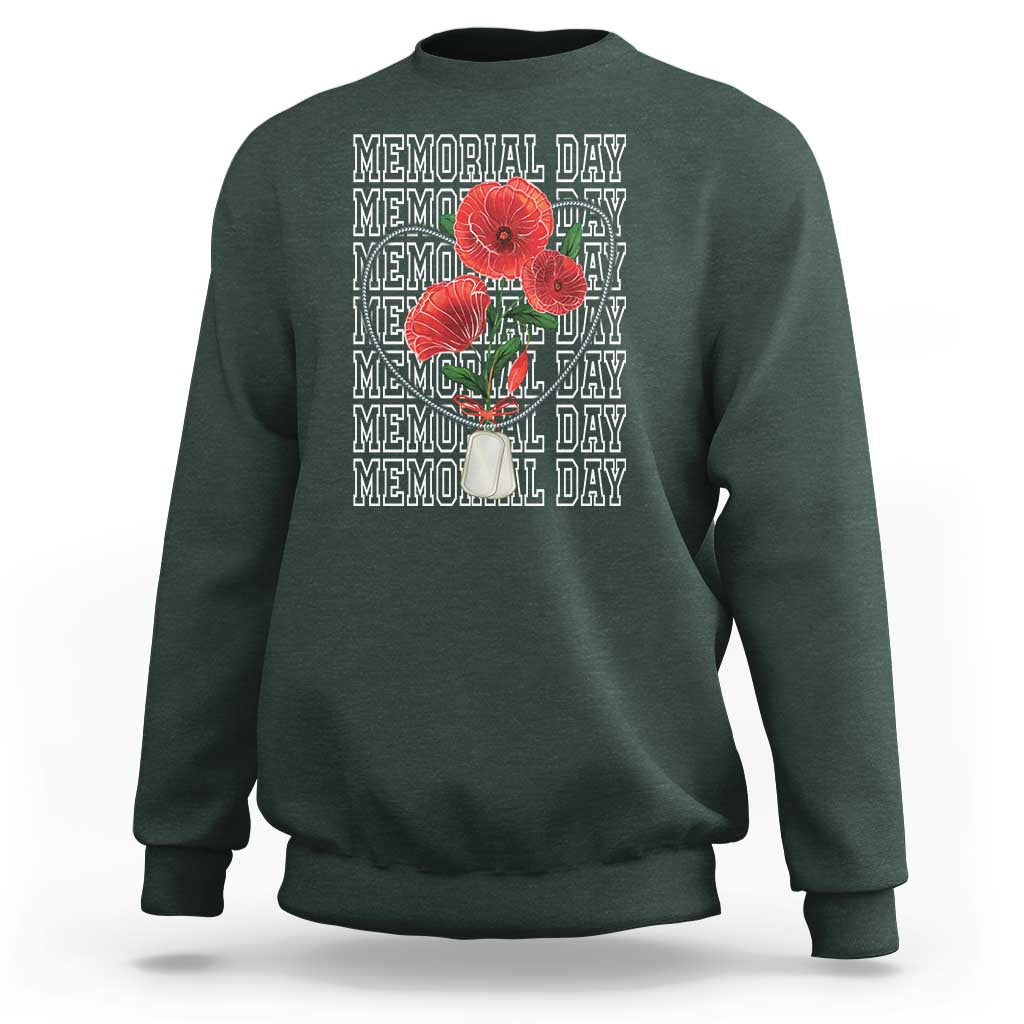Decoration Day Sweatshirt Memorial Day Red Poppy Flower - Wonder Print Shop