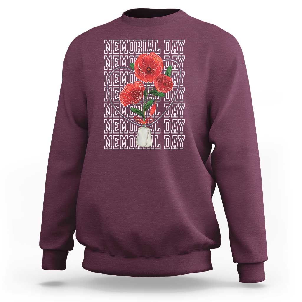 Decoration Day Sweatshirt Memorial Day Red Poppy Flower - Wonder Print Shop