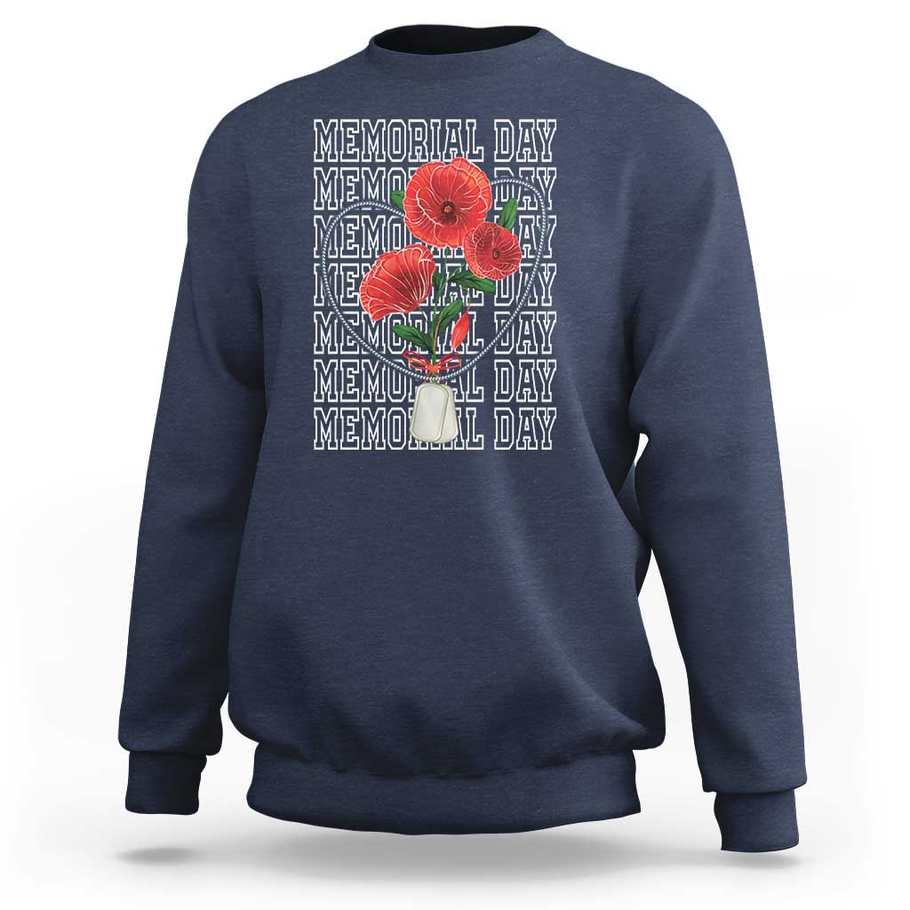 Decoration Day Sweatshirt Memorial Day Red Poppy Flower - Wonder Print Shop