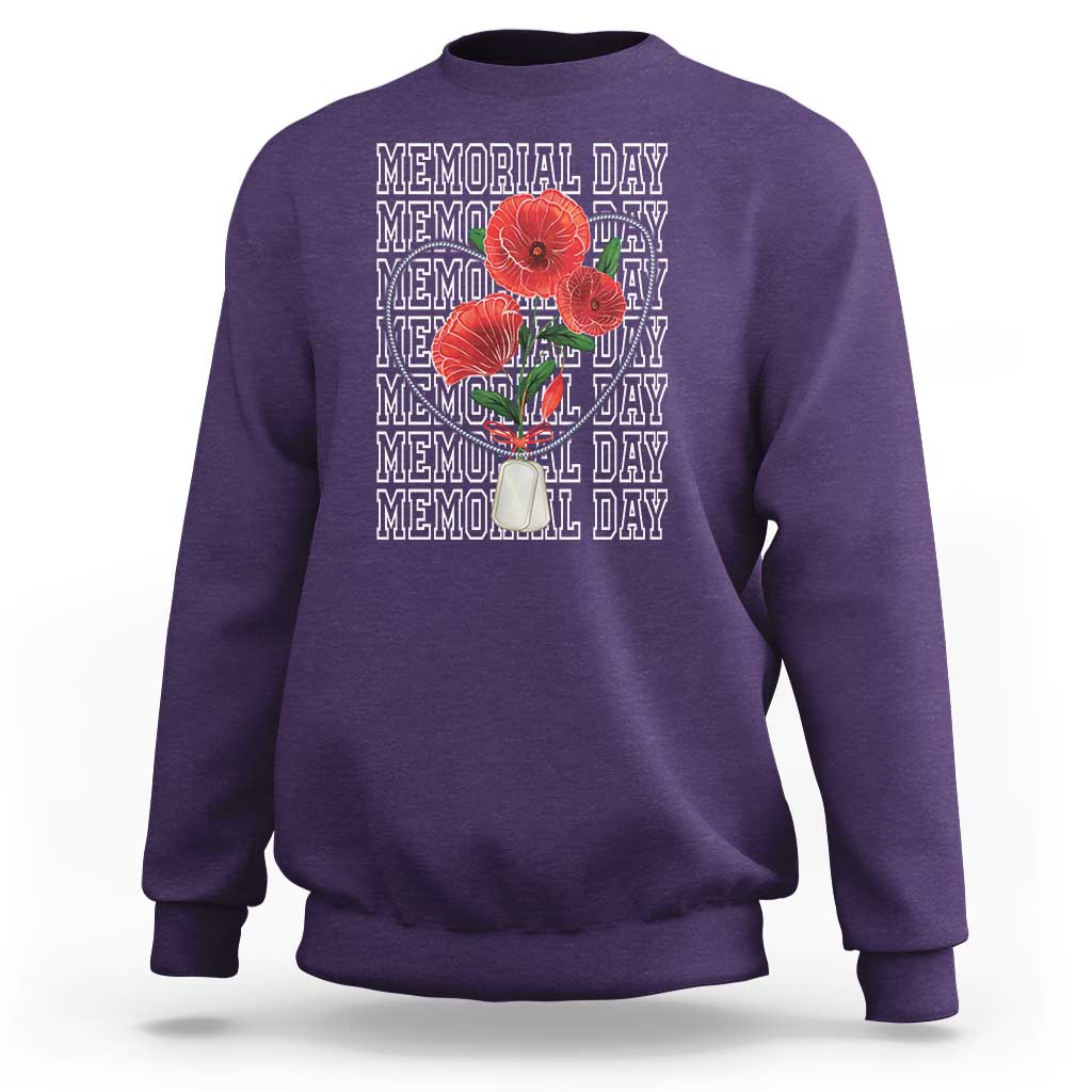 Decoration Day Sweatshirt Memorial Day Red Poppy Flower - Wonder Print Shop