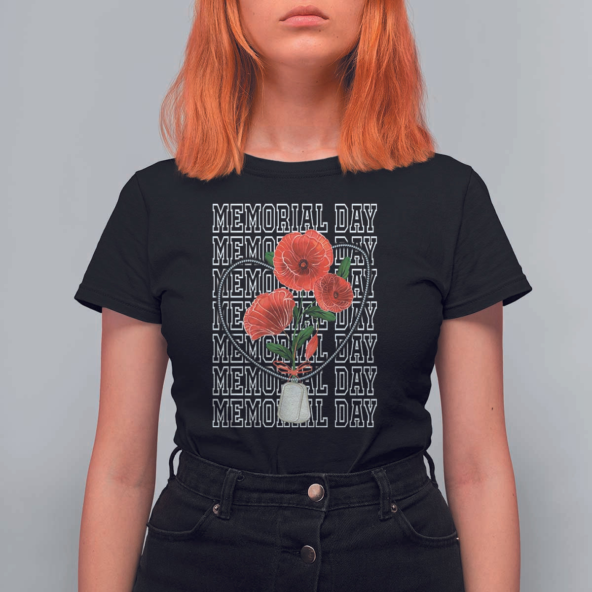 Decoration Day T Shirt For Women Memorial Day Red Poppy Flower - Wonder Print Shop