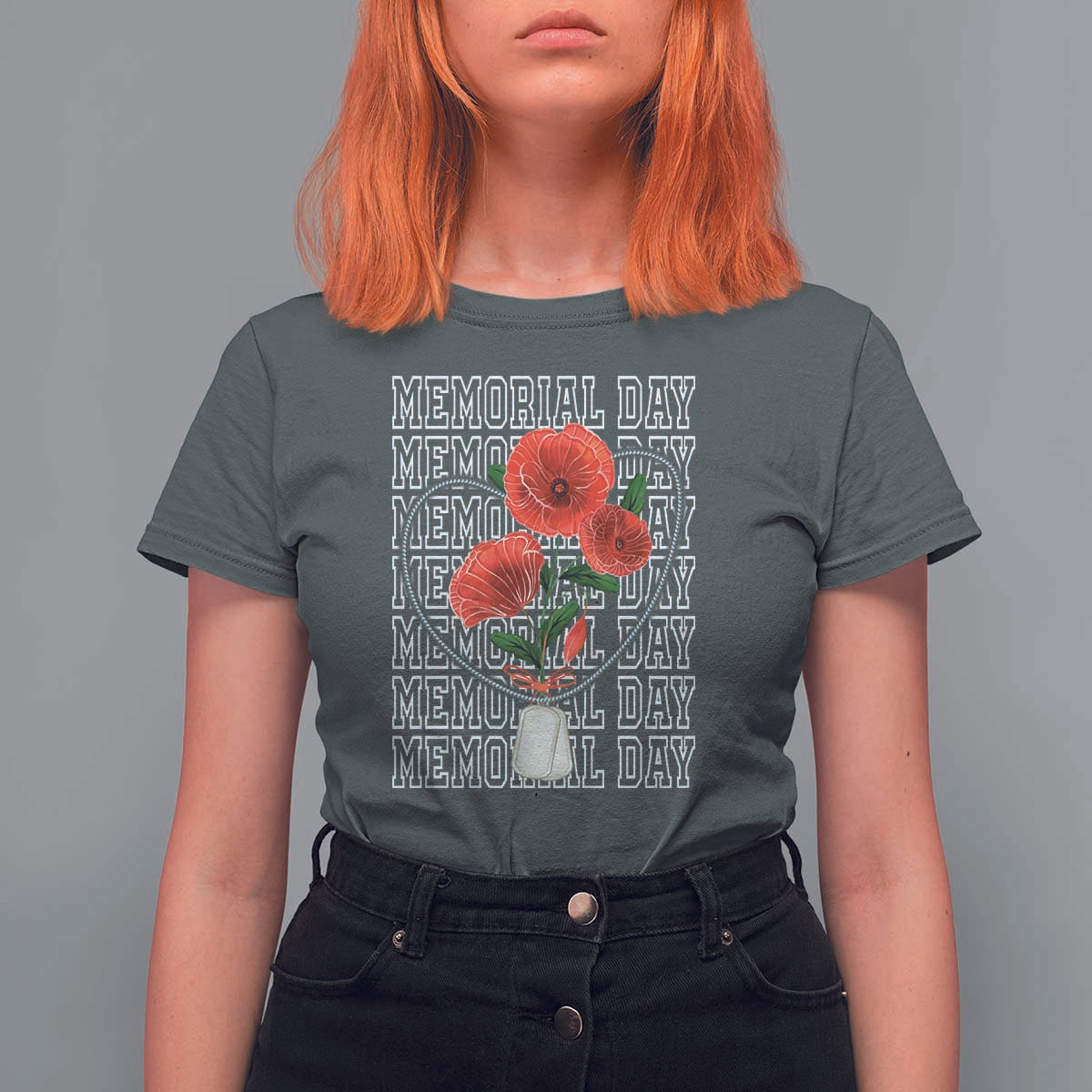 Decoration Day T Shirt For Women Memorial Day Red Poppy Flower - Wonder Print Shop